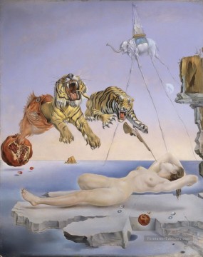 three women at the table by the lamp Painting - Dream Caused by the Flight of a Bee around a Pomegranate Salvador Dali